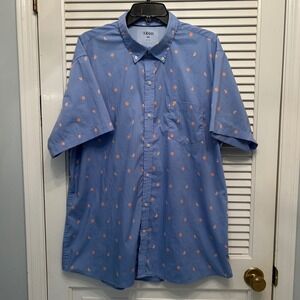 IZOD XXL Mens Blue Fruit Print Short Sleeve Button Down Casual Shirt